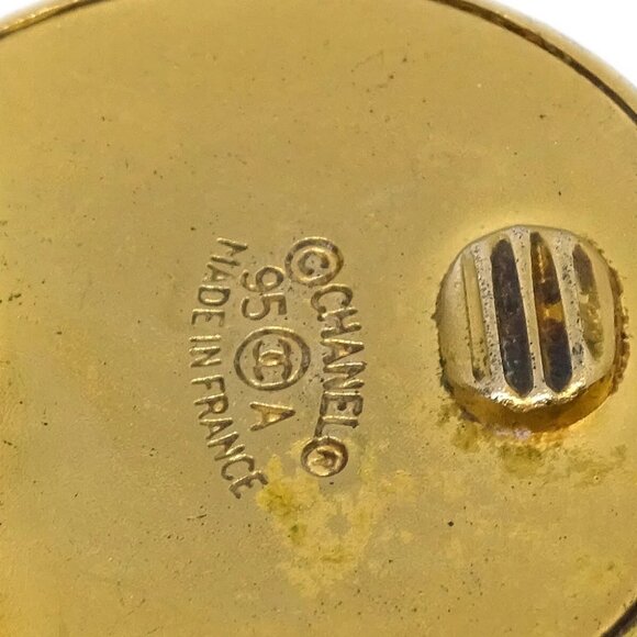 Chanel Button Earrings Clip-On Gold 95A 182417 - Picture 4 of 4